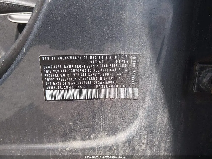 2013 VOLKSWAGEN JETTA 2.0L TDI