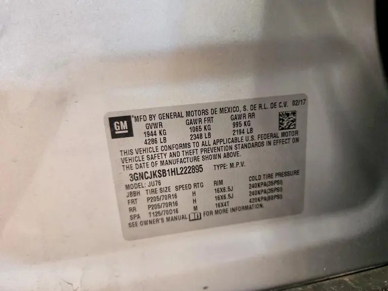 2017 CHEVROLET TRAX LS  