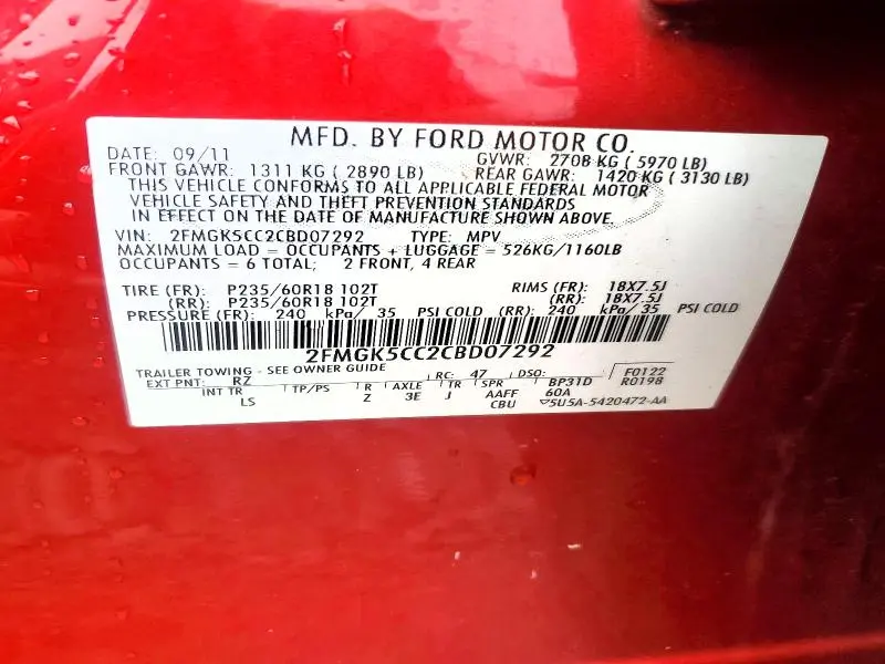 2012 FORD FLEX SEL  