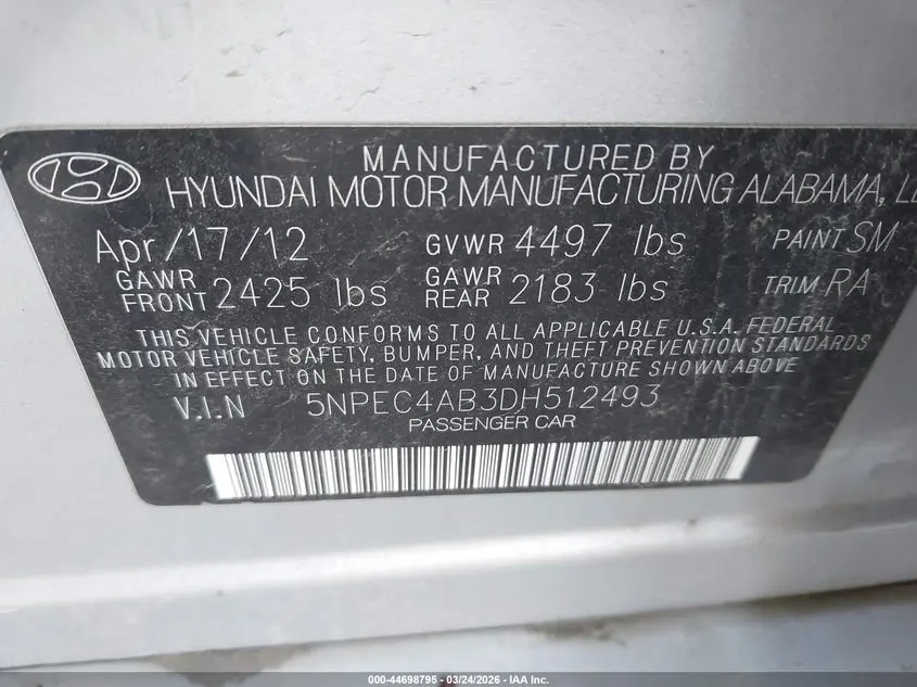 2013 HYUNDAI SONATA LIMITED 2.0T