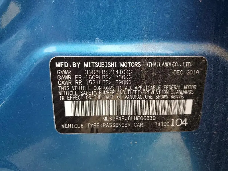 2020 MITSUBISHI MIRAGE G4 SE  