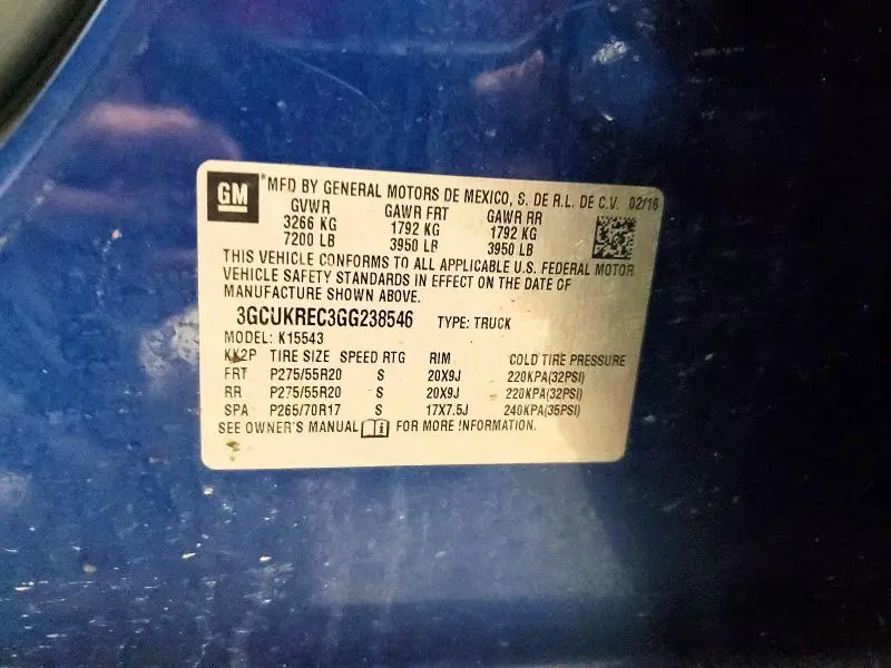 2016 CHEVROLET SILVERADO K1500 LT  