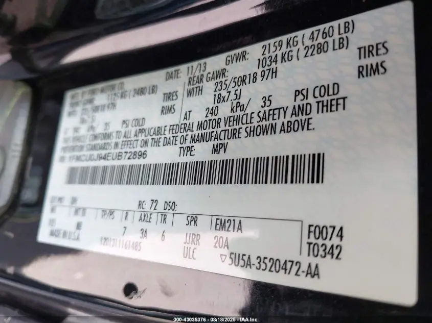 2014 FORD ESCAPE TITANIUM