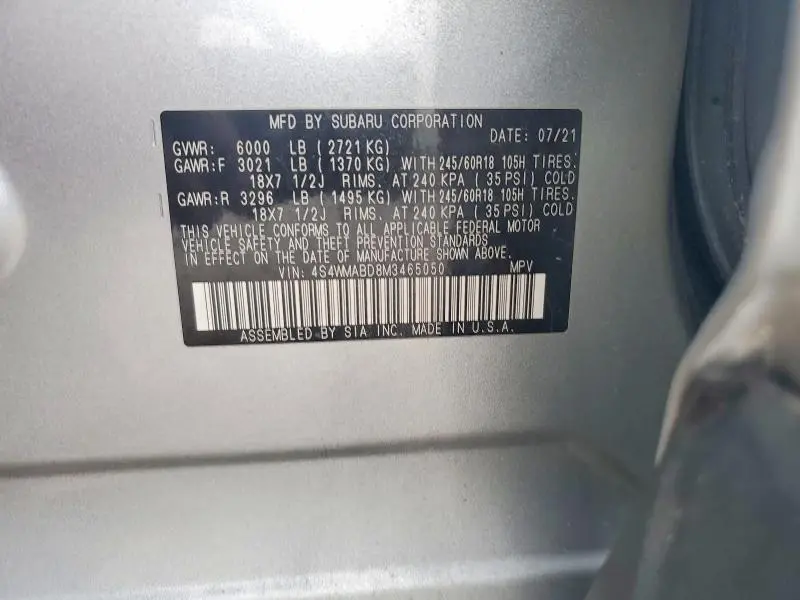 2021 SUBARU ASCENT PREMIUM  