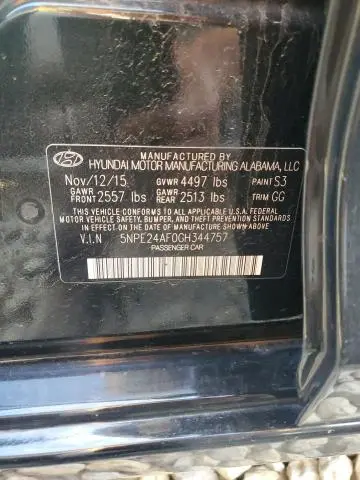 2016 HYUNDAI SONATA SE  