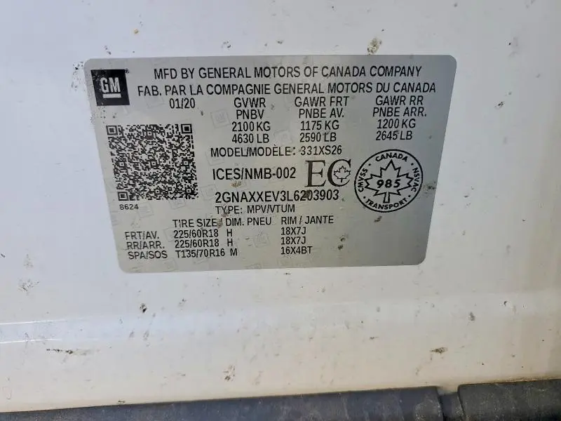 2020 CHEVROLET EQUINOX PREMIER  