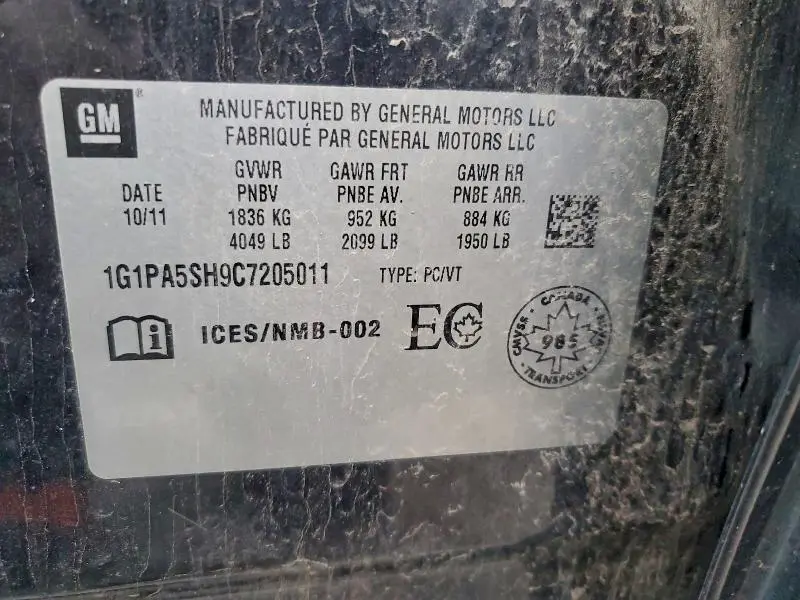 2012 CHEVROLET CRUZE LS  