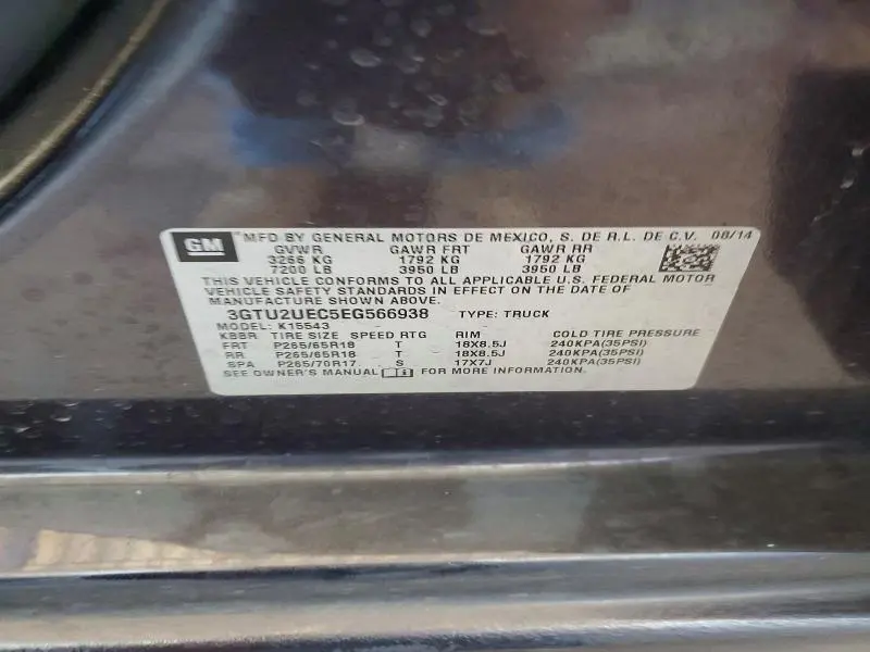 2014 GMC SIERRA K1500 SLE  