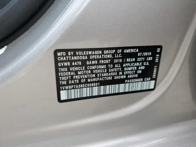 2014 VOLKSWAGEN PASSAT SE  