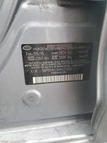 2017 HYUNDAI ELANTRA SE  