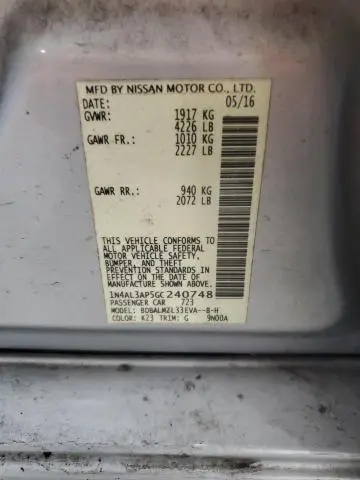 2016 NISSAN ALTIMA 2.5  