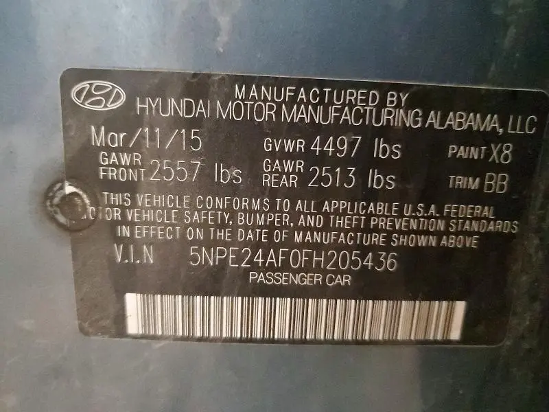 2015 HYUNDAI SONATA SE  