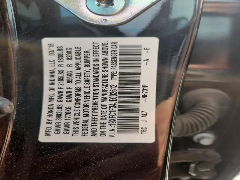 2018 HONDA CIVIC EX  