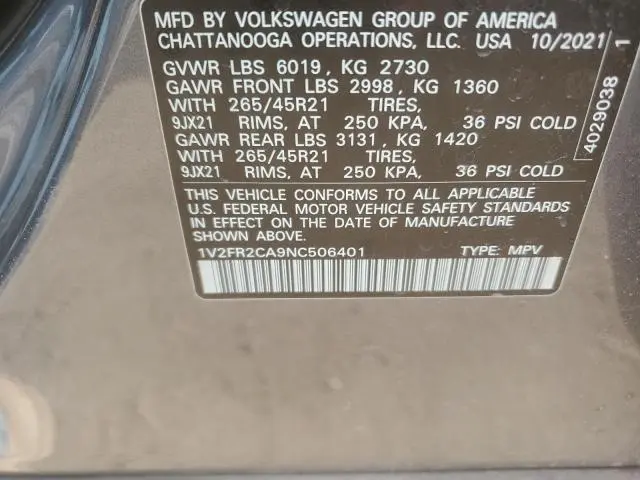 2022 VOLKSWAGEN ATLAS SEL PREMIUM R-LINE