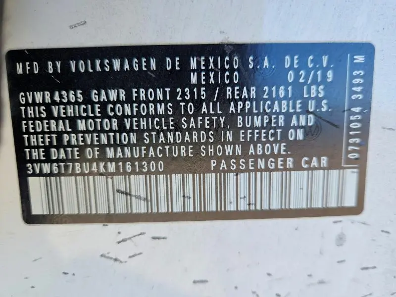 2019 VOLKSWAGEN JETTA GLI  