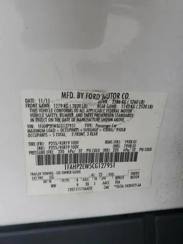 2012 FORD TAURUS SEL  