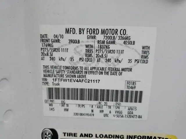 2010 FORD F150 SUPERCREW  