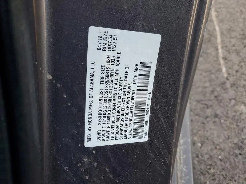 2018 HONDA ODYSSEY EXL  