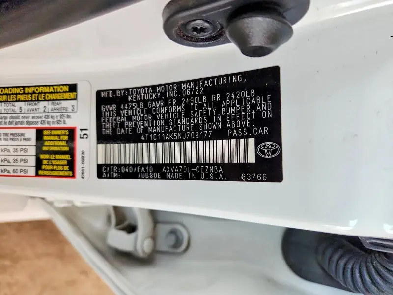 2022 TOYOTA CAMRY LE  