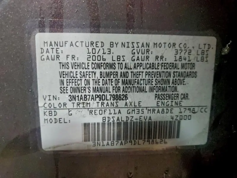 2013 NISSAN SENTRA S  