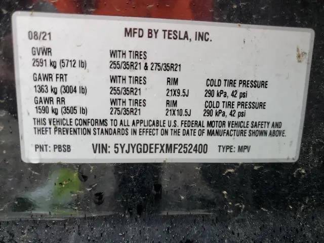 2021 TESLA MODEL Y 
