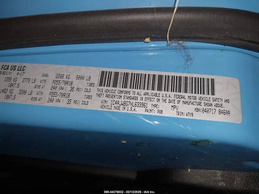 2017 JEEP WRANGLER SAHARA 4X4