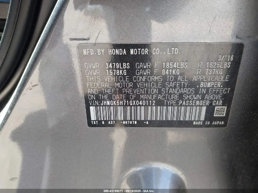 2016 HONDA FIT EX
