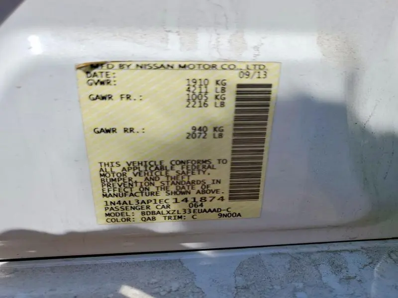 2014 NISSAN ALTIMA 2.5 SL  