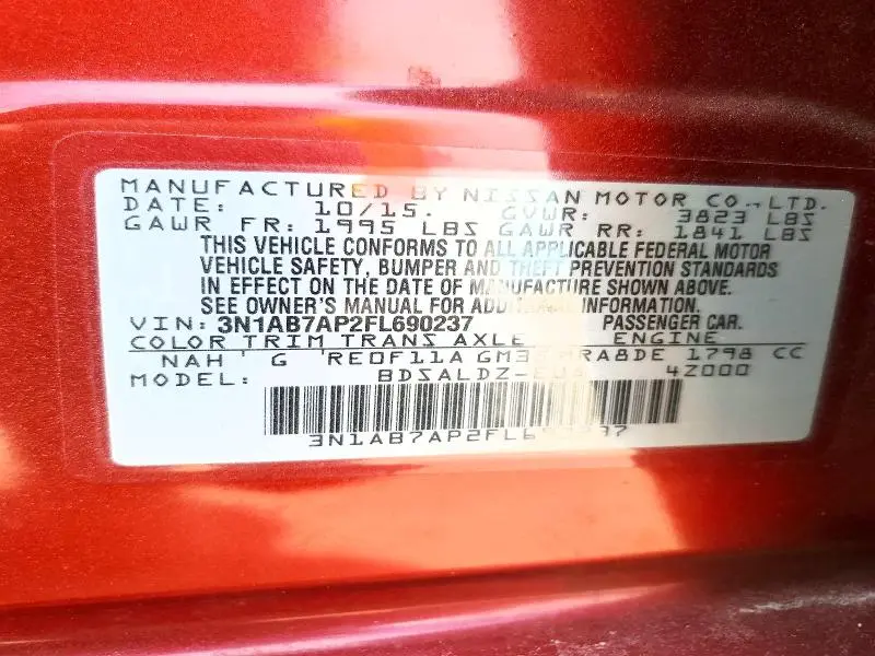 2015 NISSAN SENTRA SV  