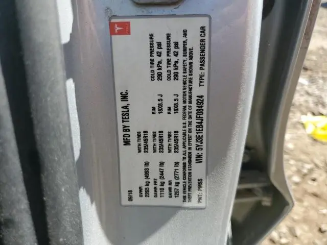 2018 TESLA MODEL 3   