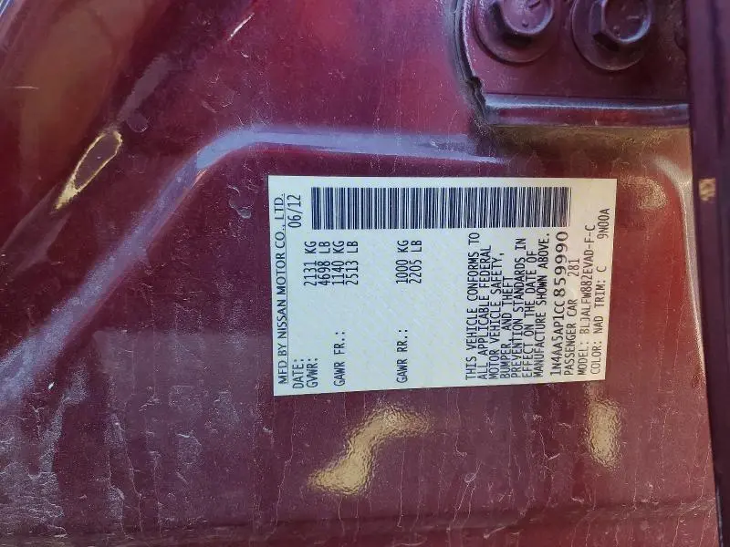 2012 NISSAN MAXIMA 3.5 S  
