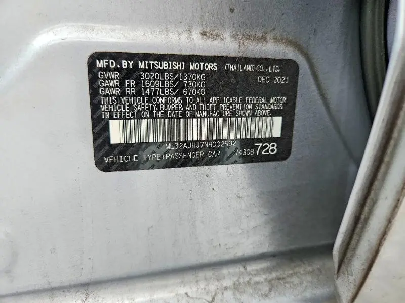 2022 MITSUBISHI MIRAGE ES  