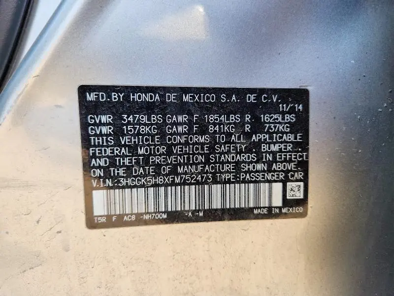 2015 HONDA FIT EX  