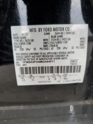 2021 FORD EXPLORER LIMITED  