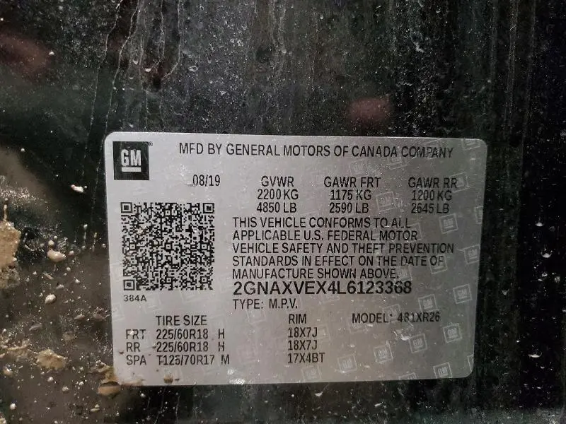 2020 CHEVROLET EQUINOX LT  