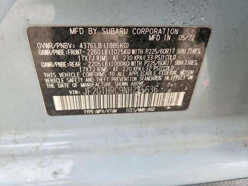 2022 SUBARU CROSSTREK SPORT  