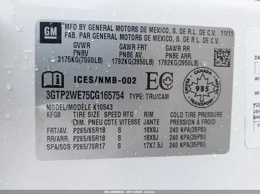 2012 GMC SIERRA 1500 SLT