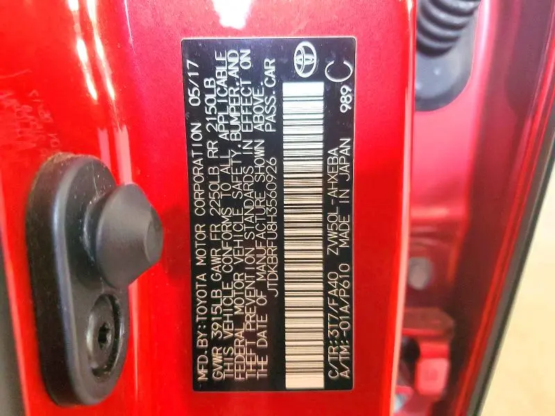 2017 TOYOTA PRIUS TWO  