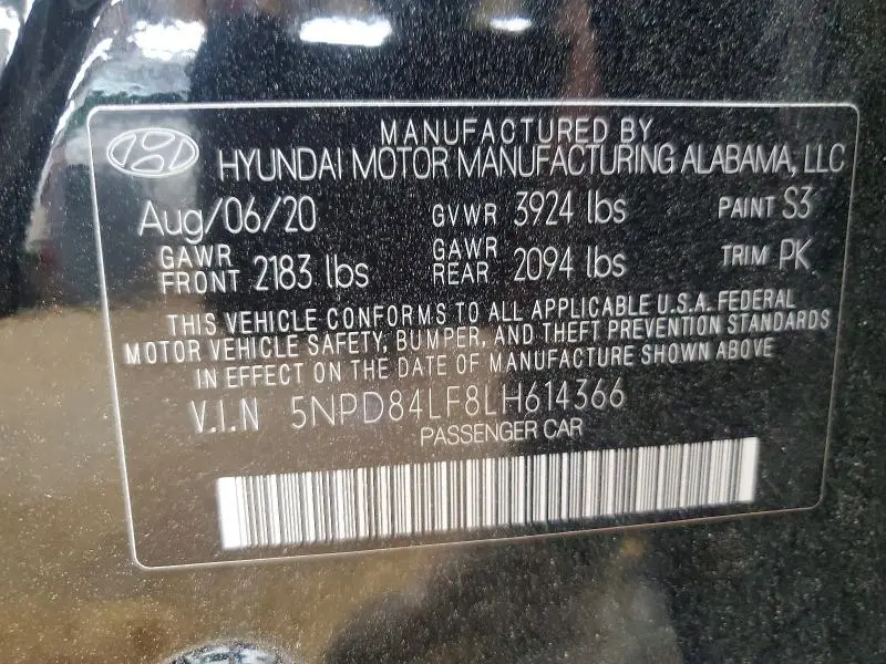 2020 HYUNDAI ELANTRA SEL  