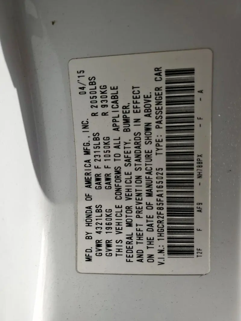 2015 HONDA ACCORD EXL  