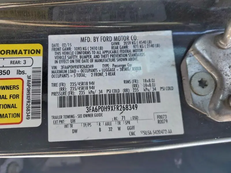 2015 FORD FUSION SE  
