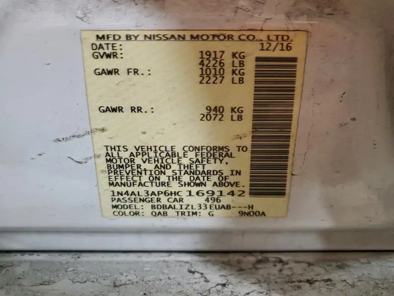 2017 NISSAN ALTIMA 2.5  