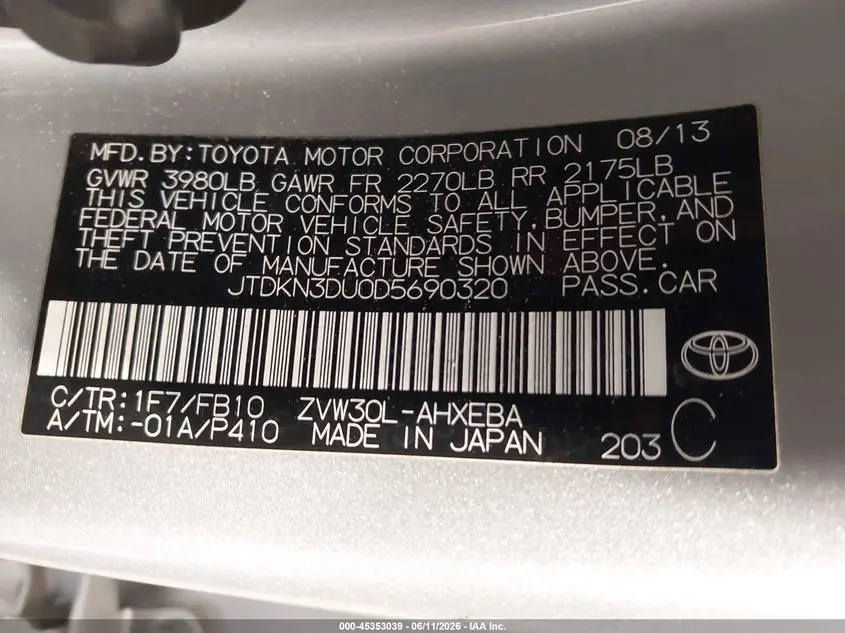2013 TOYOTA PRIUS THREE