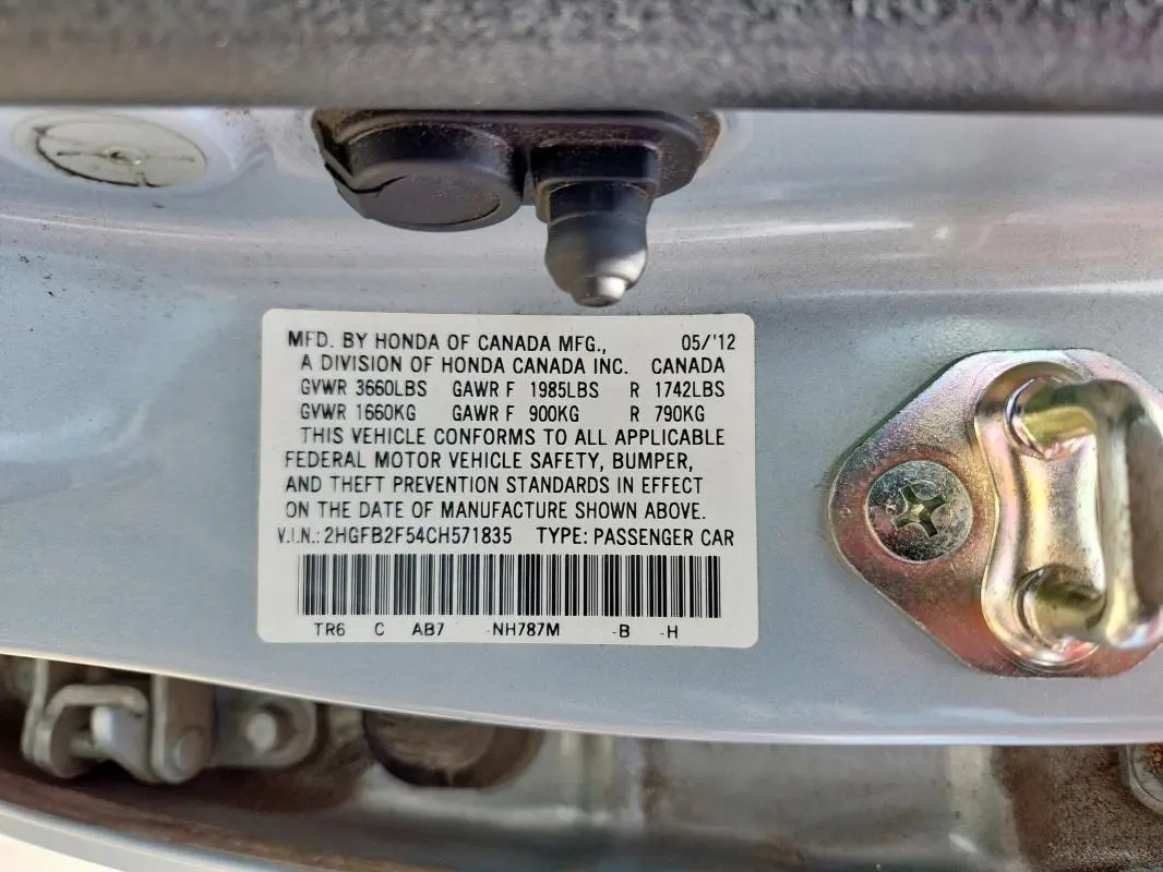 2012 HONDA CIVIC LX