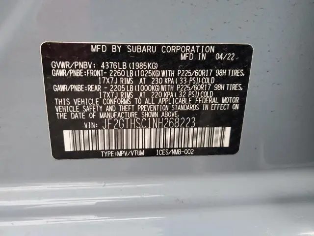 2022 SUBARU CROSSTREK SPORT  