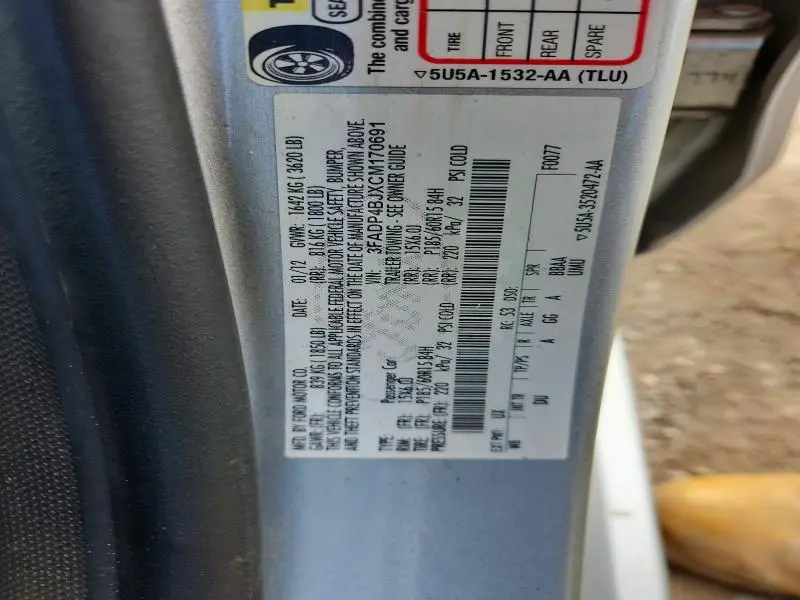 2012 FORD FIESTA SE  