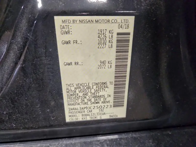 2018 NISSAN ALTIMA 2.5  