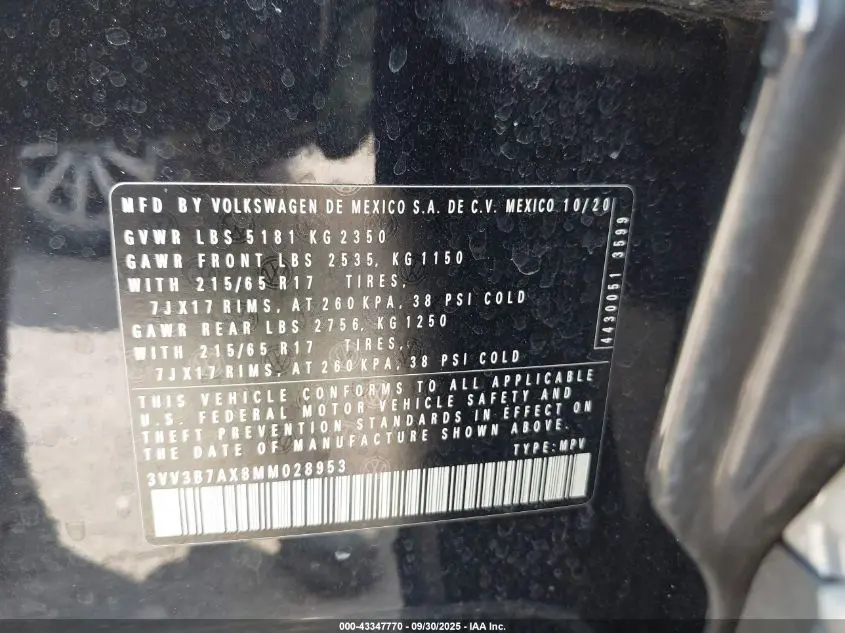 2021 VOLKSWAGEN TIGUAN 2.0T SE/2.0T SE R-LINE BLACK/2.0T SEL