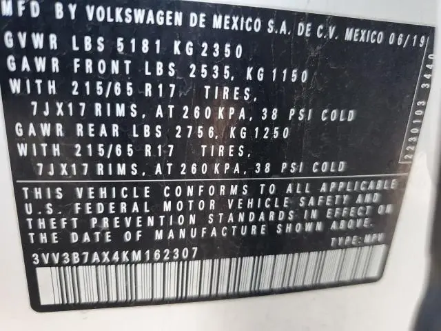 2019 VOLKSWAGEN TIGUAN SE  