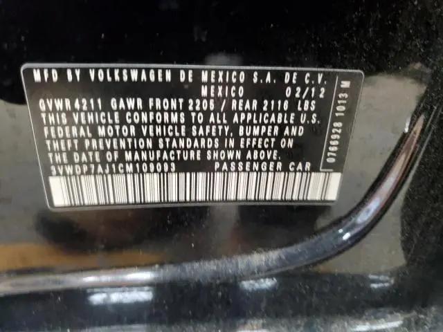 2012 VOLKSWAGEN JETTA SE  